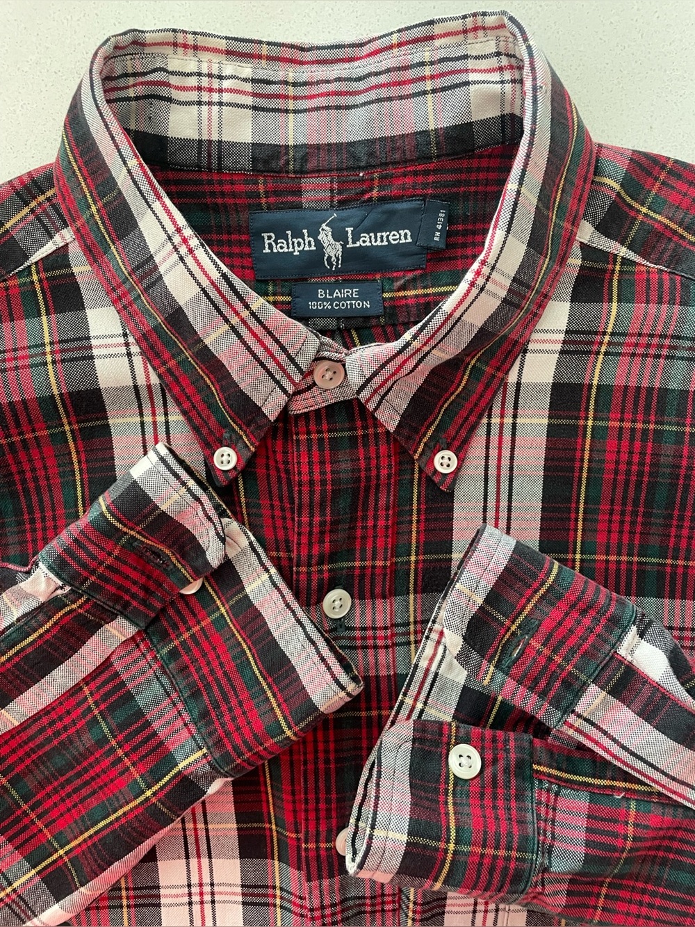 Ralph Lauren - all cotton plaid button up shirt Size Large